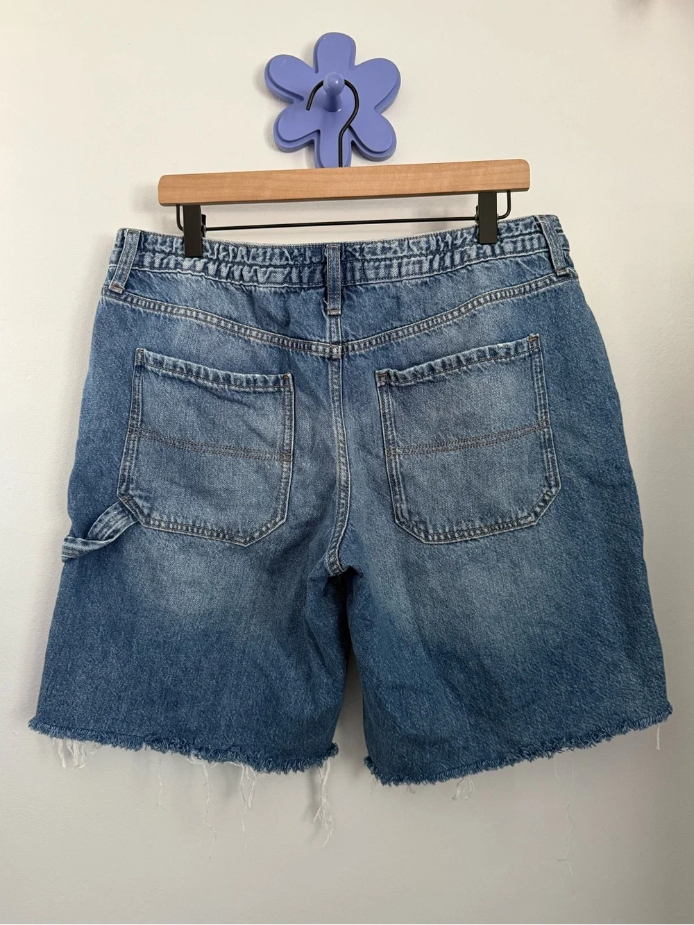 Aeropostale Men’s Large Baggy Denim Jorts Medium Wash 90s Relaxed Cargo